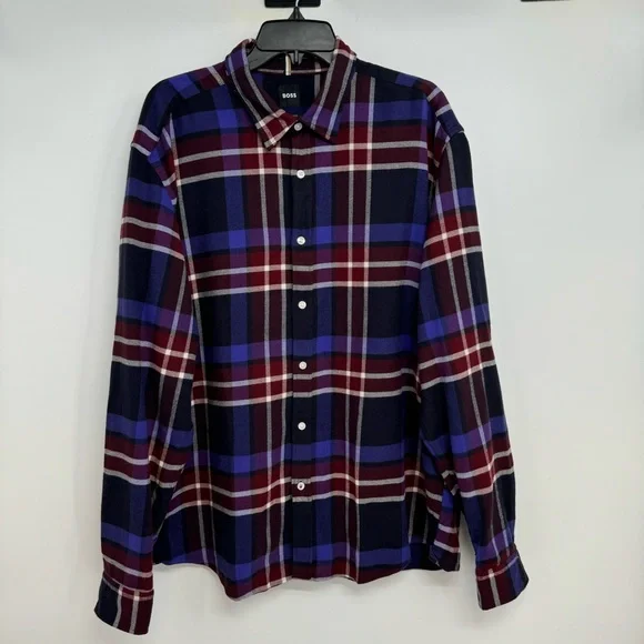 NWT Boss Liam Kent Men's XXL Regular Fit Plaid Shirt New